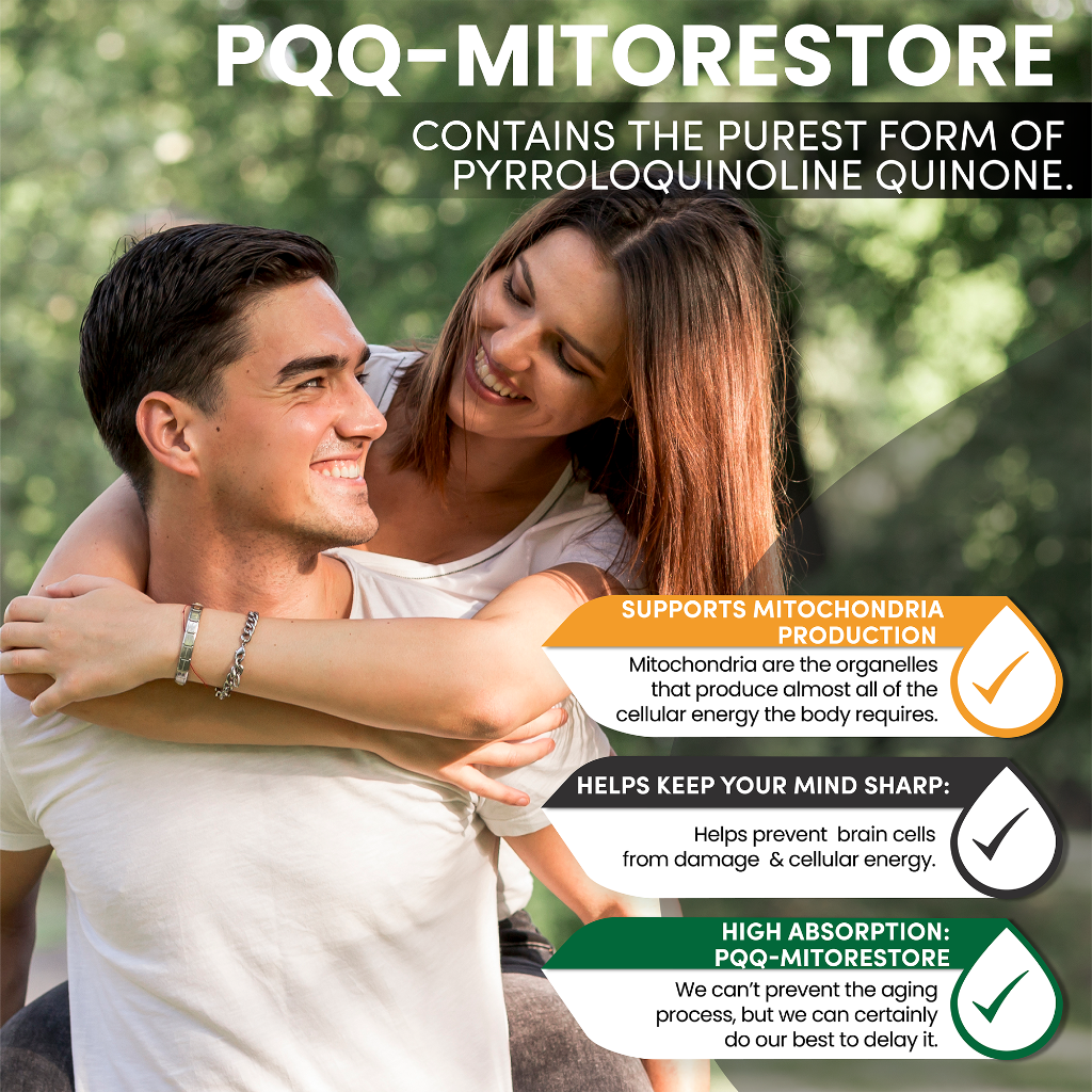 PQQ MITORESTORE Brain Supplements for Memory and Focus - Mitochondria Supplement with BioPQQ 20mg - Purest Form NOT Chemically Synthesized, Cognitive and Heart Support - 30 Vegan Capsules, Non GMO