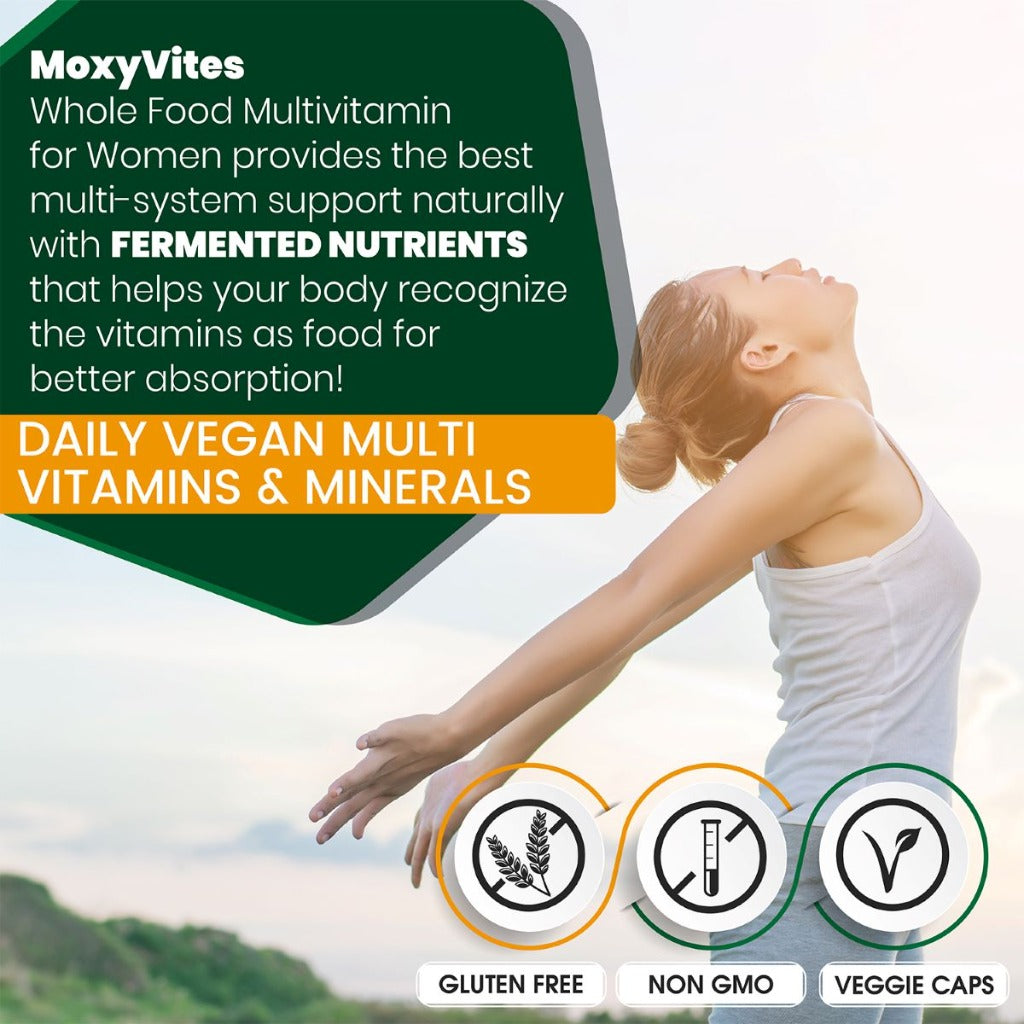 Daily Multivitamin for Women with Iron - Womens Multivitamin with 44 Organic Whole Food & Fermented Nutrients - Daily Vitamin for Women Complete Multisystem Support, 90 Vegan Caps, Non GMO